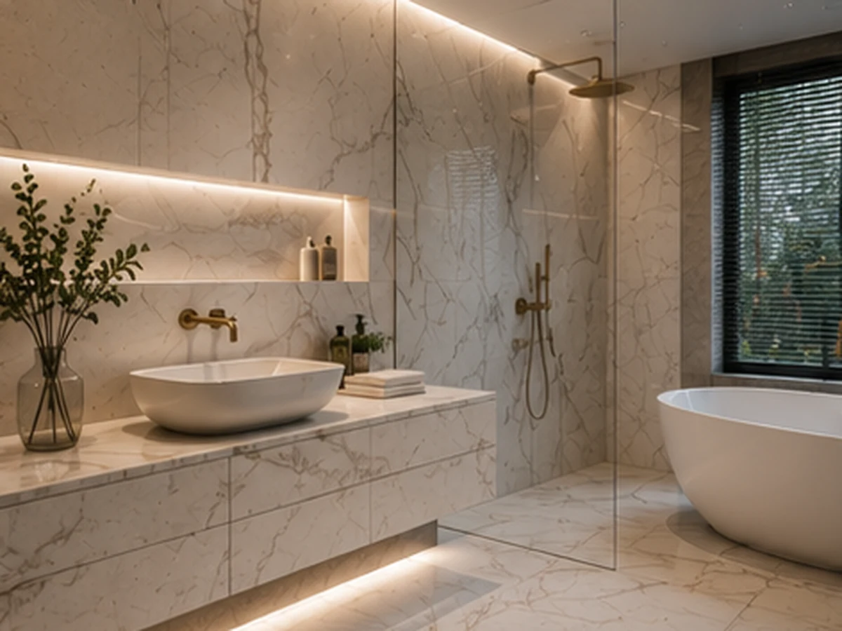 Porcelanska površina u modernom kupatilu